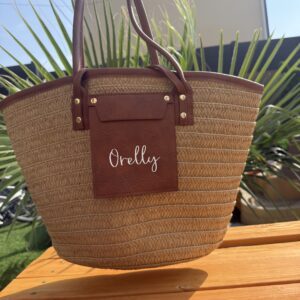 sac de plage en paille personnalisé